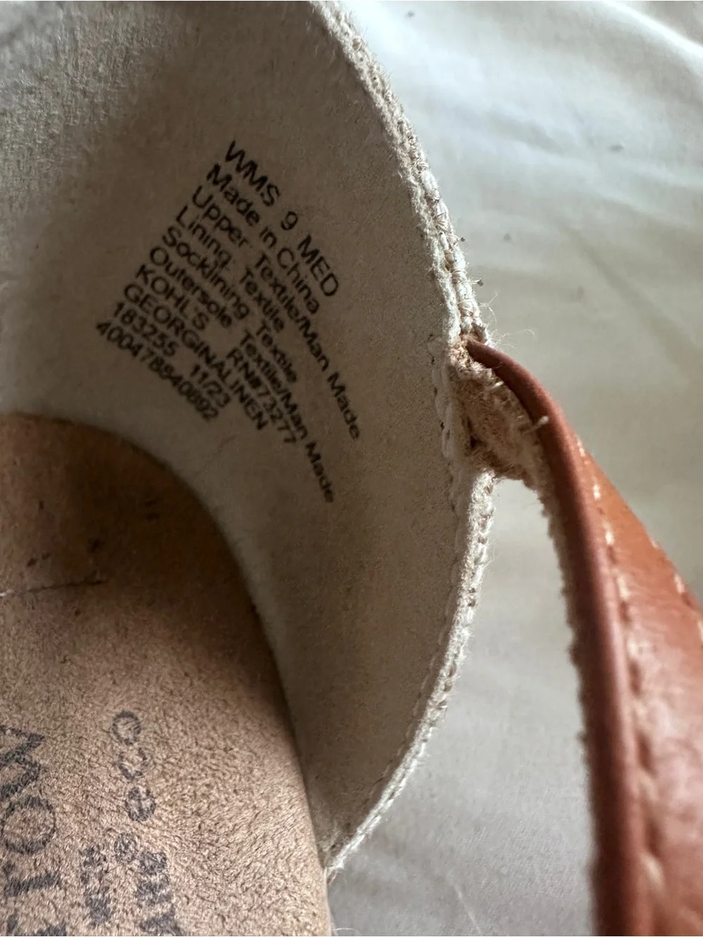 Croft & Barrow Women’s Beige Brown Linen Ankle Strap Wedge Open Toe 9M
